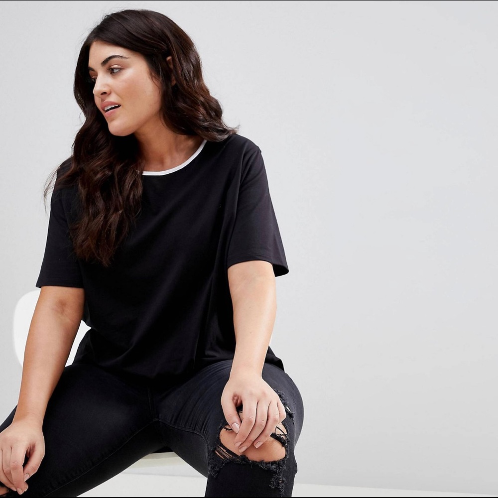 Black Tee with Contrast Trim